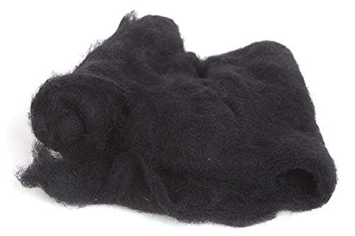Image of Desert Breeze Distributing Maori Wool Carded Batting, 100% Natural New Zealand Wool Made by DHG in Italy for Needle Felting, 3.5 OZ, 27 Micron, Color Ebony Black