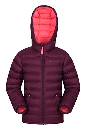 Mountain Warehouse Chaqueta Acolchada Seasons para Chicos - Chaqueta Impermeable - Ropa de ni�o Ligera - con pu�os el�sticos y 2 Bolsillos Frontales - para Viajar, Invierno Color Baya 9-10 A�os