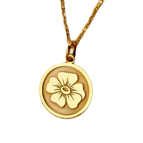 Flor de nacimiento de marzo en colgante de plata 925 y oro con cadena fina de 45 cm