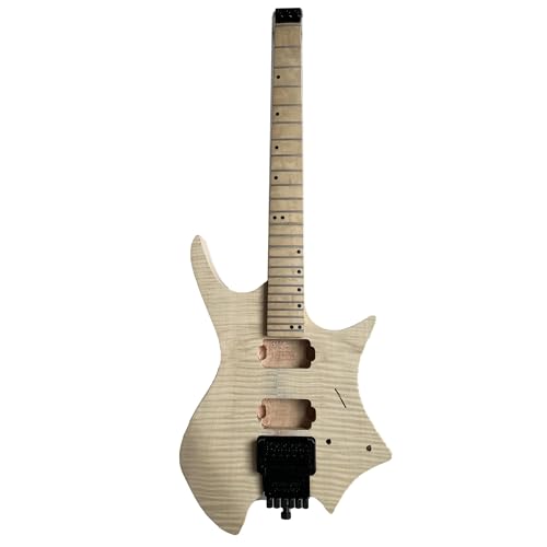 Unfinished Guitar Body Professional Luthier DIY Headless Electric Guitar Kit Part Mahogany Body Maple Veneer Neck