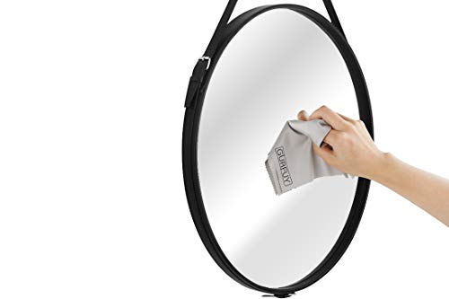 Gurfuy Round Hanging Mirror With Pu Leather Strap Hanger Leather Framed Mirror For Home Decor Wall Mounted Large Hanging Mirror For Entryway Bathroom Living Room Bedroom Washroom (Black-24Inch) #TOP3