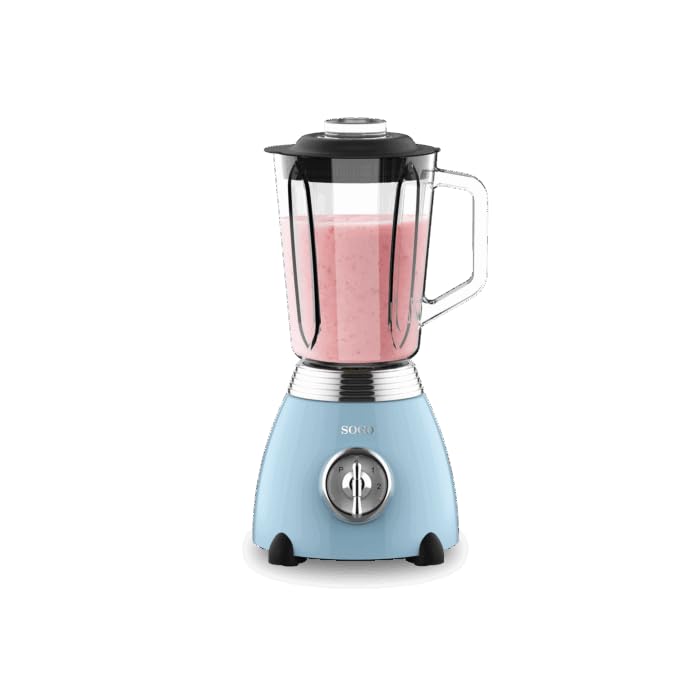 SOGO Frullatore a bicchiere in vetro 1,5 litri, 500W, 2 velocità con funzione pulse, lame in acciaio inox