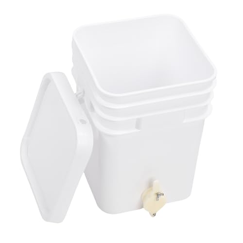Yechiry Cubo de Miel, Cubo de Plástico de 20 litros con Puerta de Tapa de Espiga, Equipo de Extracto de Miel Cuadrado para Suministros de Apicultura Que Extraen Almacenamiento de