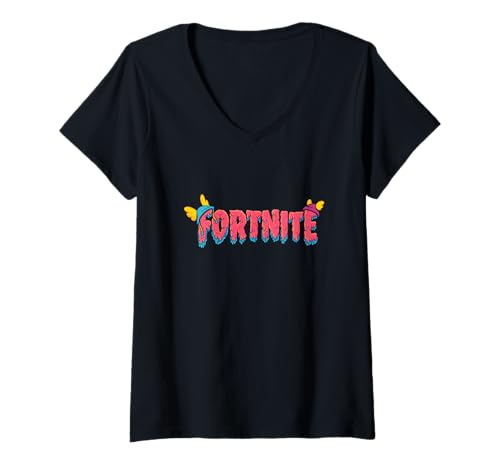 Womens Fortnite Guff Skin Stylized Logo V-Neck T-Shirt