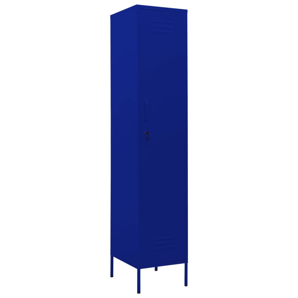 vidaXL Armario Taquilla Casillero Escuela Libros Archivos Almacenamiento Oficina Archivador Habitación de Acero Azul Marino 35x46x180 cm