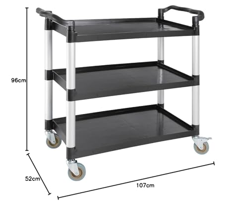 Vogue Polypropylene Plastic Reusable Mobile Trolley - Large, Black, 200 kg Capacity, Size: 960x520x1070 mm, Includes 2x Braked & 2x Plain Easy-Fit Castors, Catering & Housekeeping Tools, CF102