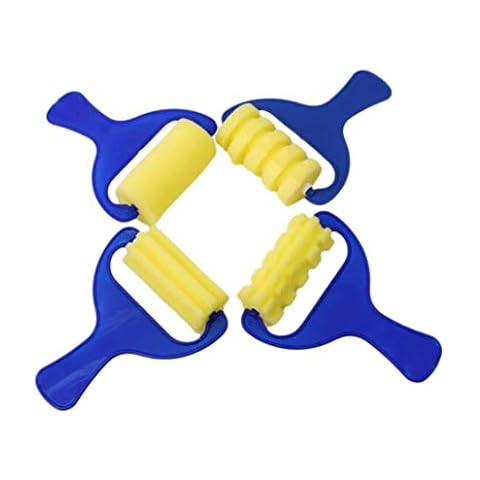 Sponge Paint Roller Set Foam Painting Brushes Sponge Rollers Painters Handle Kit Small Roller for Kids DIY Art Supplies 4pcs Cover