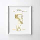 Toilet Paper Roll Patent Gold Foil Art Print Toilet Paper Roll Print Gold Print US Patent Blueprint...