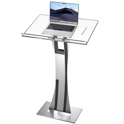 42.5" Pulpits for Churches, Acrylic Podium Stand with Iron Stable Bottom, Pulpit with 10MM Thickened Acrylic Countertop, Multi Function Lectern for Classroom Music Concert Conference