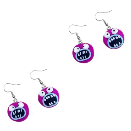 SHERCHPRY 2 Pares Gancho Para La Oreja Pequeño Monstruo Accesorios Para La Oreja Pendientes De Fantasmas De Halloween Joyería Punk Decoración De Orejas Arcilla Polimérica Púrpura
