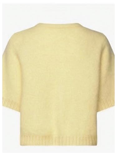 Image of SHENHE Women's Y2K Short Sleeve Cardigan Button Down Knitted Lightweight Cropped Cardigan Sweater Yellow Medium