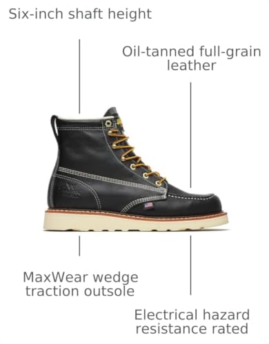 Image of Thorogood American Heritage 6 inch Moc Toe Work Boots for Men - Soft Toe, Premium Full-Grain Leather with Slip-Resistant Wedge Outsole and Comfort Insole; EH Rated