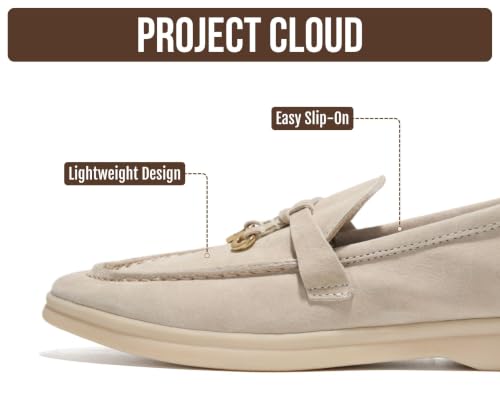 Image of Project Cloud 100% Genuine Leather Slip-on Casual Loafers for Women | Memory Foam Insole Lightweight Womens Loafers - Non-Slip Moccasins Comfortable Casual Footwear - Comfortable Loafers Women