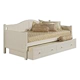 BOWERY HILL 81.5' x 41' Cottage Style Solid Wood Twin Size Daybed with Trundle, Arched Backrest, Minor Assembly Required, for Bedroom, in White Finish