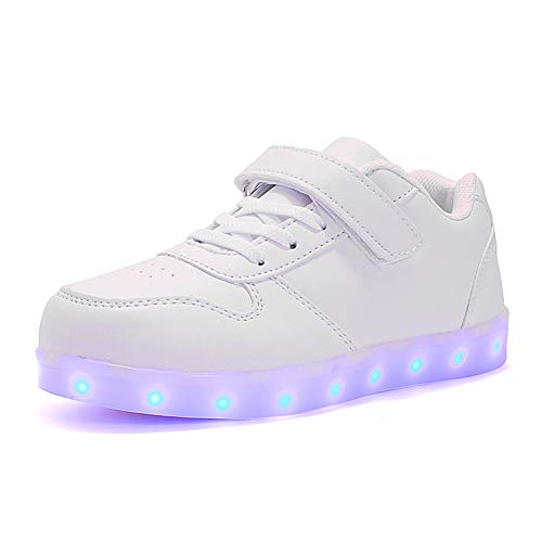 Kauson LED Zapatos Verano Ligero Transpirable Impermeable Bajo 7 Colores USB Carga Luminosas Parpadeo Deporte de Zapatillas con Luces Los Mejores Regalos para Niños Niñas Cumpleaños de Navidad