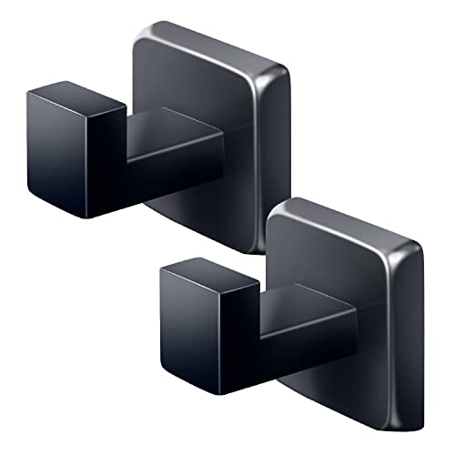 Sinceroduct 2 Packungen Handtuchhaken Badezimmer Mattschwarz Kleiderhaken Wandhaken aus gebürstetem Nickel Badezimmer-Garderobenhaken Cover