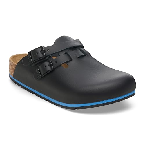 BIRKENSTOCK Kay Pro Leather Clogs - High Quality Unisex Casual and Work Shoes for Medicine, Catering and Service, black, 41 EU Schmal