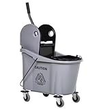 Grey Industrial Style Mop Bucket with Wringer and Castor Wheels WO91173