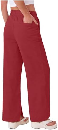 Linen Pants for Women Plus Size Trendy Summer Palazzo Pants with Pockets High Waisted Wide Leg Trousers Loose Slacks — view 2