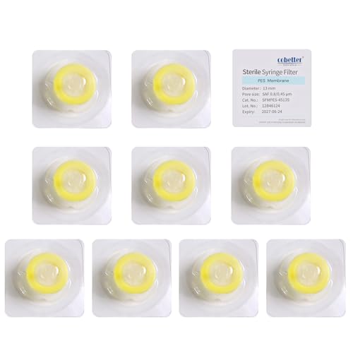 Image of Sterile Syringe Filter, PES, 0.45μm 13mm, Individually Packed, 100 Pack | Syringe Lab Filters, Double-layer Hydrophilic PES, Gamma Irradiated & Pyrogen-free, Female Luer Lock & Male Luer Slip