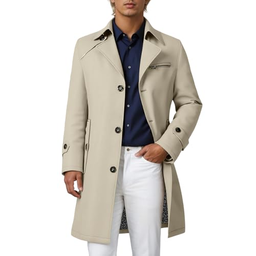 Genérico Abrigos Hombre Chaqueta Anorak Hombre Abrigo Térmico Invierno Forro Polar Resistente al Capucha Actividades Exteriores Media Longitud (Khaki2, XL) 8
