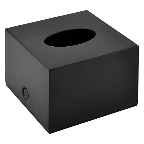 Ruilogod Caja de almacenamiento de papel de baño de plástico cuadrado casero Caja de almacenamiento Caja de almacenamiento Caja negra