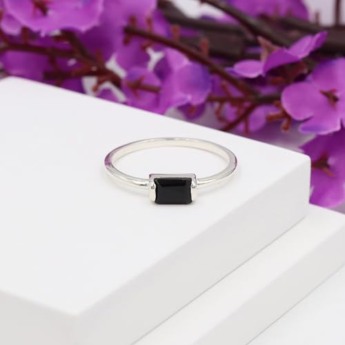 Bague onyx noir en argent 925 de style solitaire pour femme taille 6