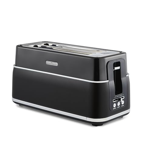 Morphy Richards Signature Opulent 4 Slice Toaster 2 Slots Browning Controls Variable Width Slots Removable Crumb Tray Non Slip 1800W Black 245744