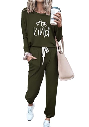 Image of PRETTYGARDEN Women Fall 2 Piece Lounge Outfit Long Sleeve Tops High Waisted Jogger Pants Set Spring Travel Clothes Tracksuit