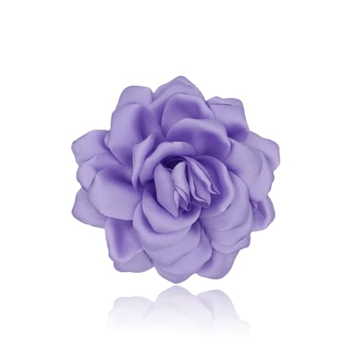 ZUWIJEQ Broches para Ropa Mujer, Flor Flamenca Pelo, Flores para Vestidos de Fiesta, Pinza Pelo Flor, Horquilla con Flor, Elegante Broche de Solapa Floral para Boda, Fiesta, Baile (Morado claro)