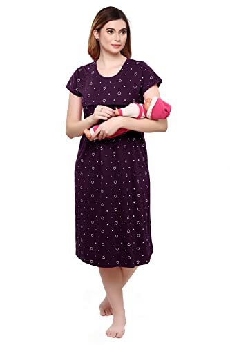 TIGYWIGY-Womens-Cotton-Printed-Knee-Length-MaternityFeedingNursing-Nighty