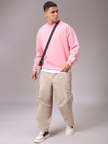 Image of The Indian Garage Co Men Oversized Solid Overhead Crewneck Sweatshirt