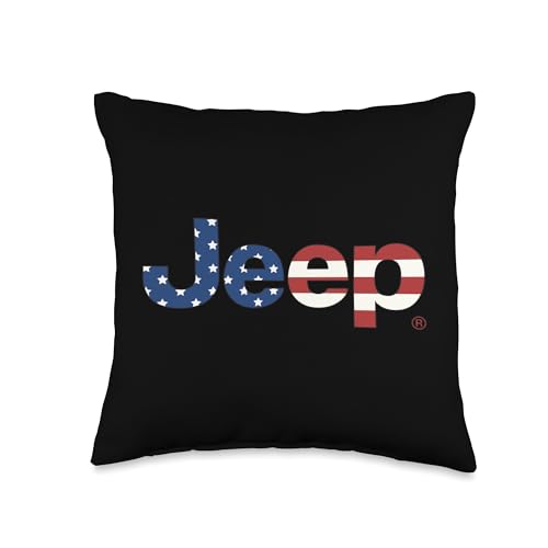 Jeep Flag Wordmark Logo Officially Licensed Throw Pillow