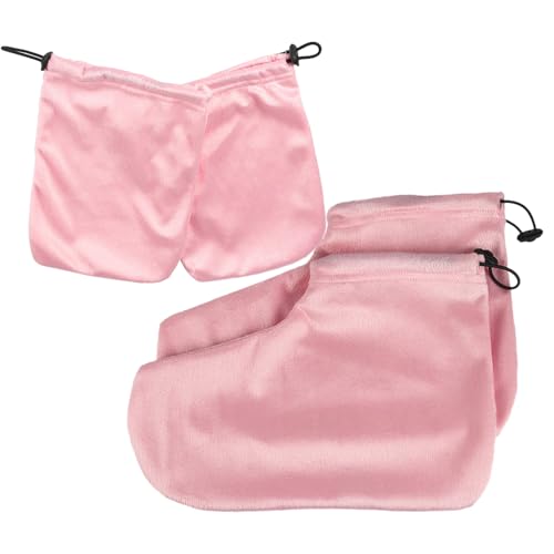 Guantes de spa para manos y pies, guantes de cera de parafina, juego de fundas hidratantes para pies, guantes de franela transpirables con apertura elástica para crema hidratante, dormir