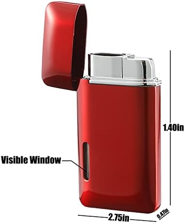 Futlidys 2 Pack Mini Jet Lighter, Double Flame Butane Gas Lighter with Visible Window, Refillable and Adjustable Torch Lighter, Great Gifts for Men and Women, Without Gas (Red)