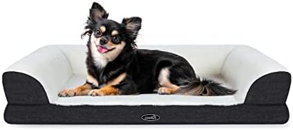 pecute Orthopedic Dog Sofa Bed (XL 101 * 66 * 20 cm), Egg Crate Memory Foam Pet Couch Beds with 3 Sides Bolster for Good Support, Removable Washable Cover, Non Slip Base, Ideal for Medium Large Dogs