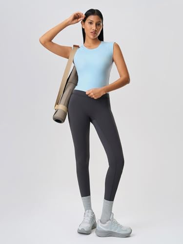 Image of ABOCIW Women Twist Back Workout Top with Built in Bra Cap Sleeve Pilates Yoga Crop Top Athletic Gym Shirt