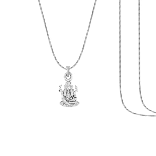 Colgante de Ganesh en plata 925 de Ganapathy Chain con cadena de serpiente de 38 cm para niños