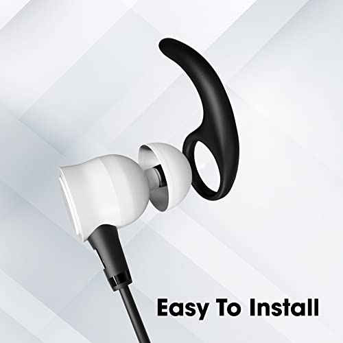 Sounce Anti-Slip Silicone Ear Buds 2-Pair 4-Pcs Silicone Earphone & Bluetooth Ear Hook Medium Size Ear Hooks Plugs for in-Ear Neckband and Earphone 9MM-13MM – [Black]