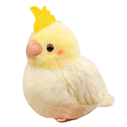 lilizzhoumax リアルなオカメインコ 、鳥のぬいぐるみ、女の子のおもちゃ、子供へのクリスマスプレゼント、家の装飾、（イエロー 高さ12cm）のサムネイル