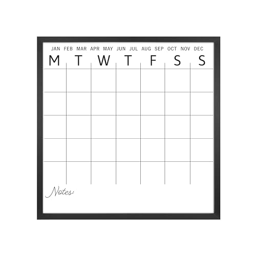 Calendrier mensuel effaçable à sec MCS noir 76x76 cm pour organisation murale
