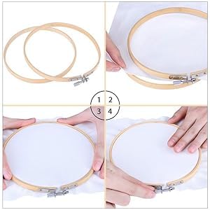 Image of 12 Pack Bamboo Embroidery Hoops Set, Adjustable Circle Cross Stitch Hoop Ring for Art Craft Sewing and Handy Needlework, Great Value Pack for Starters and Craft Lovers