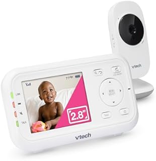 VTech Video Baby Monitor with 1000ft Long Range, Auto Night Vision, 2.8 Screen, 2-Way Audio Talk, Temperature Sensor, Power Saving Mode, Lullabies and Wall-mountable Camera with bracket, White