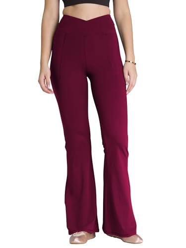 Image of CAVA Tall Hourglass Flared Leggings for Women | V-Waistband, Anti-Camel Toe Design, Tall Fit, Flared Bottoms, Deep Pockets, Sculpting Stretch Fabric