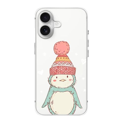 Blingy's for Cellphone Case, Cute Winter Penguin Style with Snowflake Pattern Cartoon Animal Design Transparent Soft TPU Protective Clear Case Compatible for (Green Penguin)