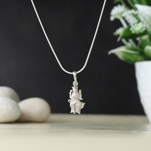 Pendentif déesse Mansa Devi en argent 925 grande taille ciselée - 2
