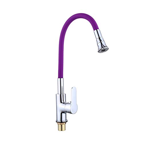 Biegsam Küchenarmatur,360° Schwenkbar Messing Wasserhahn Sprayer Küche Wasserhahn Küche Spültischarmatur Einhand Chrom Kieselgel Persönlichkeit Lila Cover