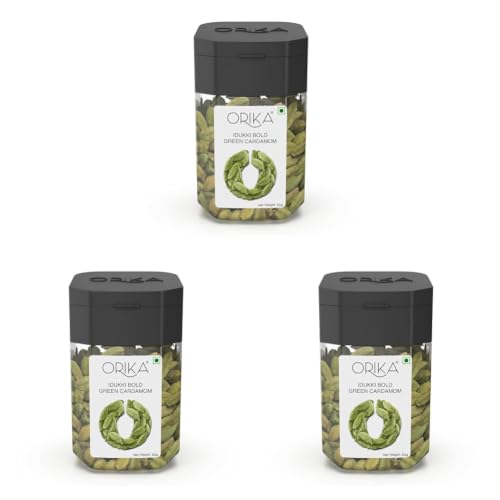 Image of Orika Idukki Bold Green Cardamom Whole 50g | Bold 8mm Elaichi Green | No Artificial Colours or Preservatives (Pack of 3)