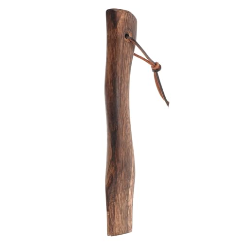 Durlo Manche de hache avec boucle en cuir, manche de hachette de rechange de 260 mm de long avec coin, texture en bois lisse, résistant aux chocs, pour ferme arboricole