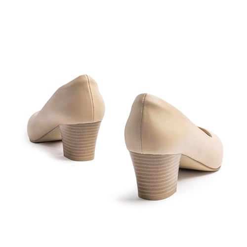 Damen Pumps Kleidschuhe mit niedrigem Blockabsatz Heels für Frauen, Arch Support, Low Chunky Block Closed Toe Heels, Komfortable Pointed Toe Slip on Work Dress Office Schuhe – Bild 5